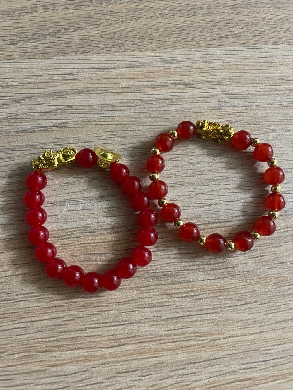 2 Red bead bracelets
